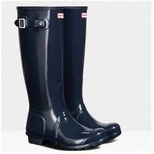 HUNTER Original Gloss Tall Navy Rain Boots - US 6/EU 38